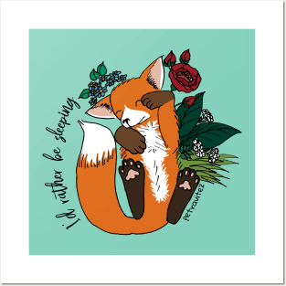 I'd rather be sleeping - cute fox napping Posters and Art